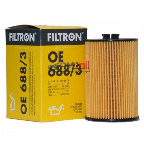 FILTRON filtr oleju OE688/3 Audi A3, A4, A5 (8T), A6, Q5 (8R); Seat Leon III; Skoda Octavia III, VW Golf VII,  Scirocco III